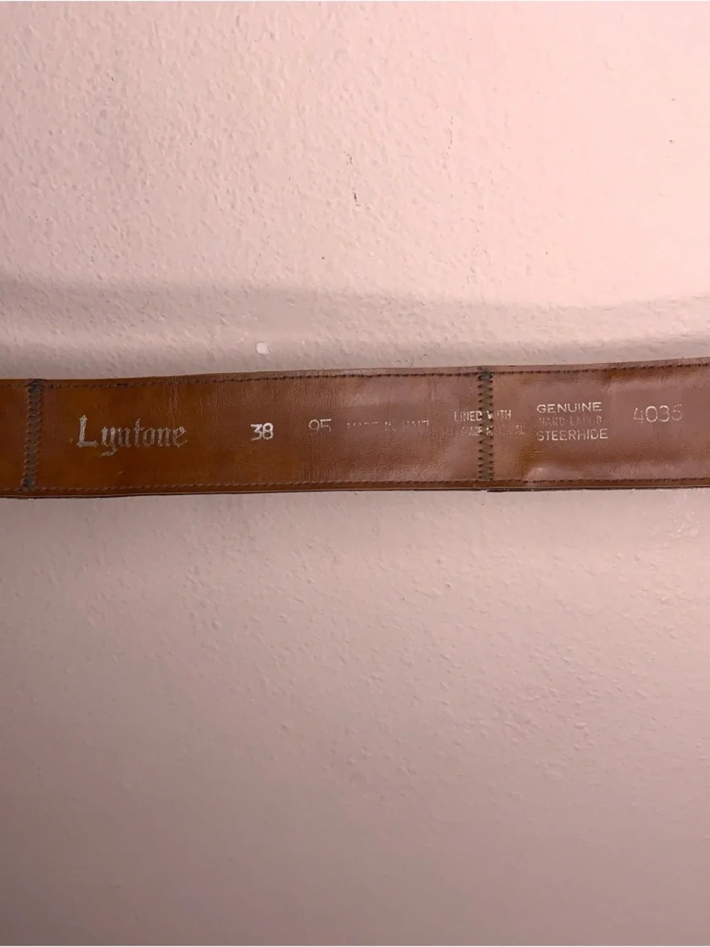 Vintage Lyntone Tan Brown Leather Belt Western Floral Accent Painted Steerhide